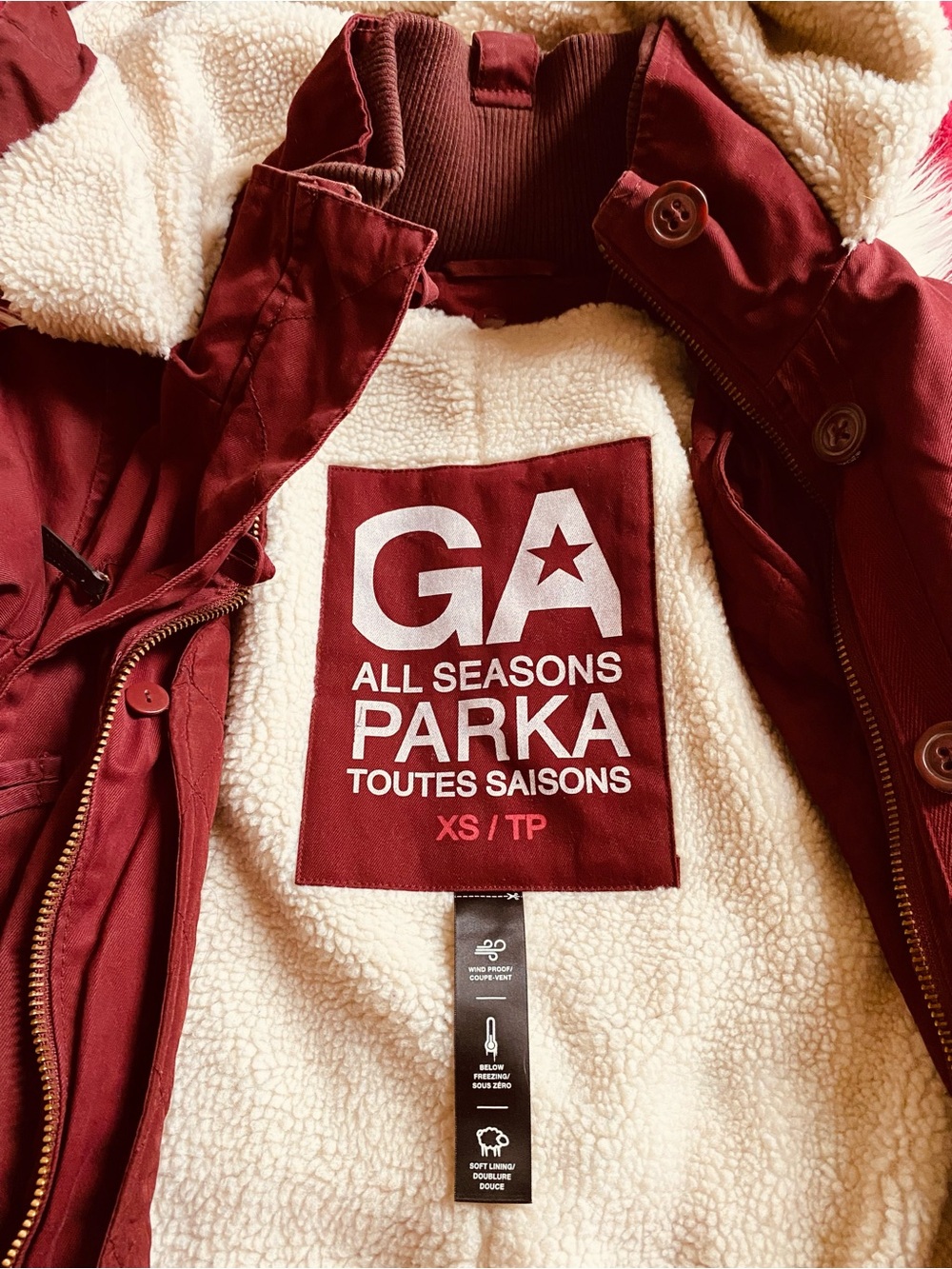 Garage All Seasons Parka Jacket - Burgundy with Cream Sherpa